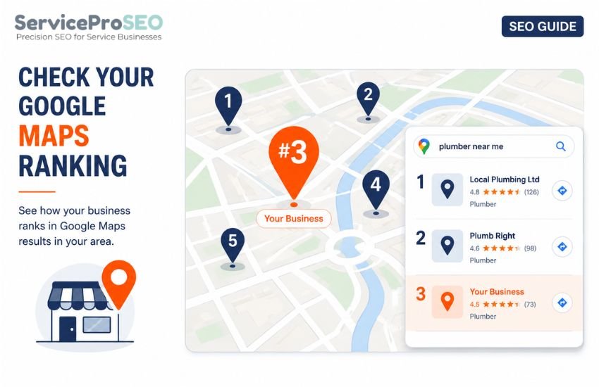 Google Maps showing a local business ranked third among nearby competitors